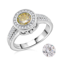 Red and White Moissanite (Rnd 7mm) Halo Ring in Rhodium Over Sterling Silver (Size 10.0) 2.75 ctw