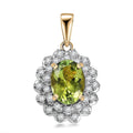 Certified & Appraised Luxoro AAA Natural Calabar Green Tourmaline and G-H I2 Diamond 1.41 ctw Pendant without Chain in 10K Yellow Gold - Sticky add to cart bar