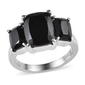 Thai Black Spinel 3 Stone Ring in Stainless Steel (Size 10.0) 6.75 ctw - Sticky add to cart bar