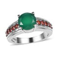 Green Onyx and Simulated Garnet 2.35 ctw Ring in Stainless Steel - Sticky add to cart bar