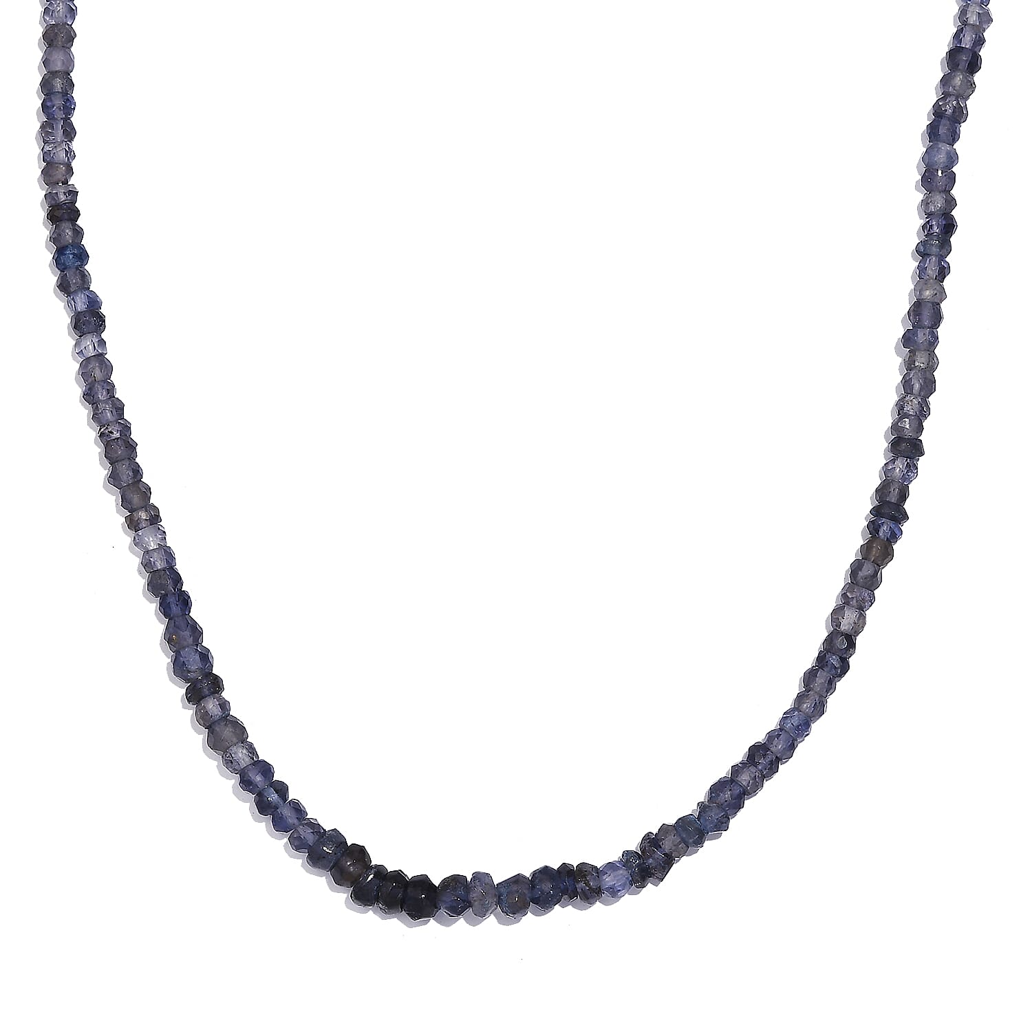 Catalina Iolite Beaded 110.00 ctw Necklace 18 Inches in Rhodium Over Sterling Silver