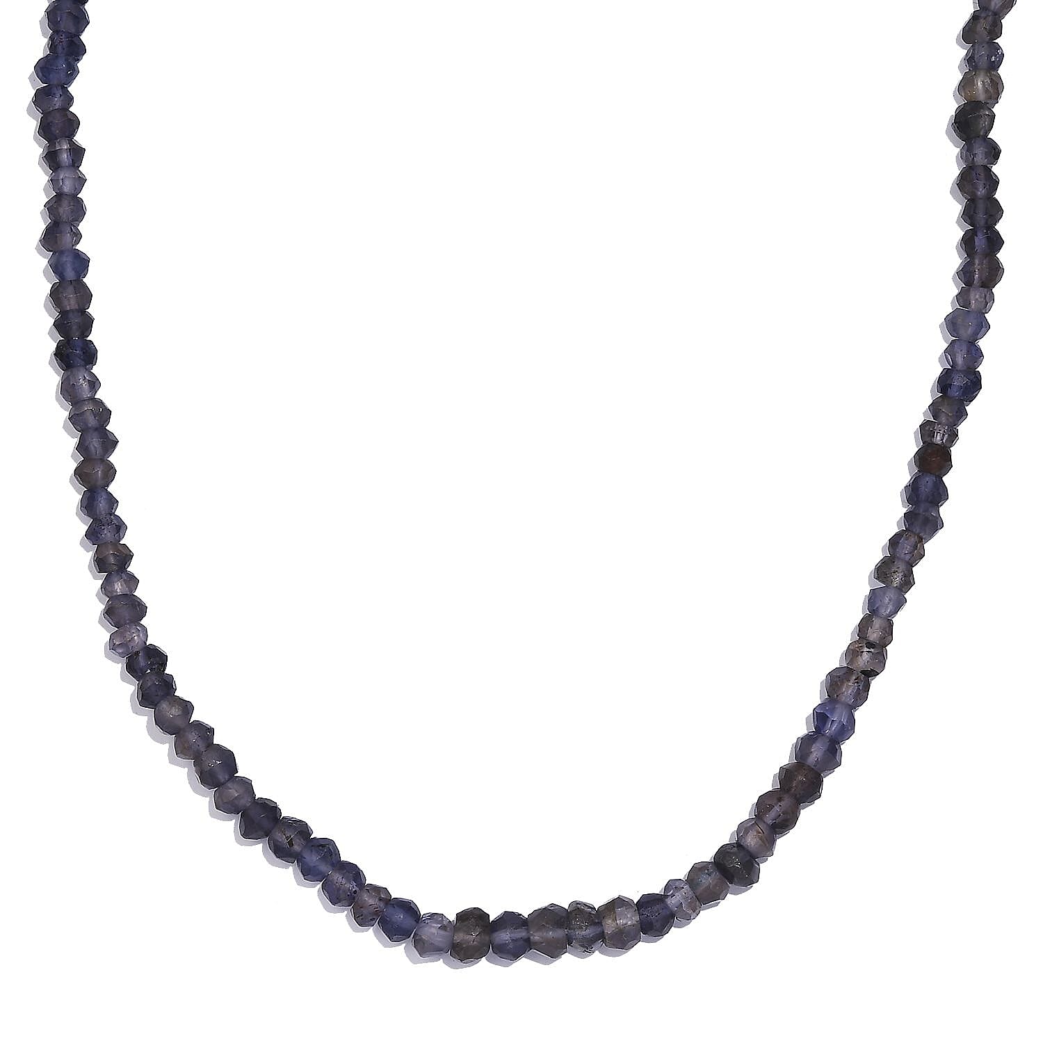 Catalina Iolite 58.00 ctw Beaded Necklace in Rhodium Over Sterling Silver 18-20 Inches
