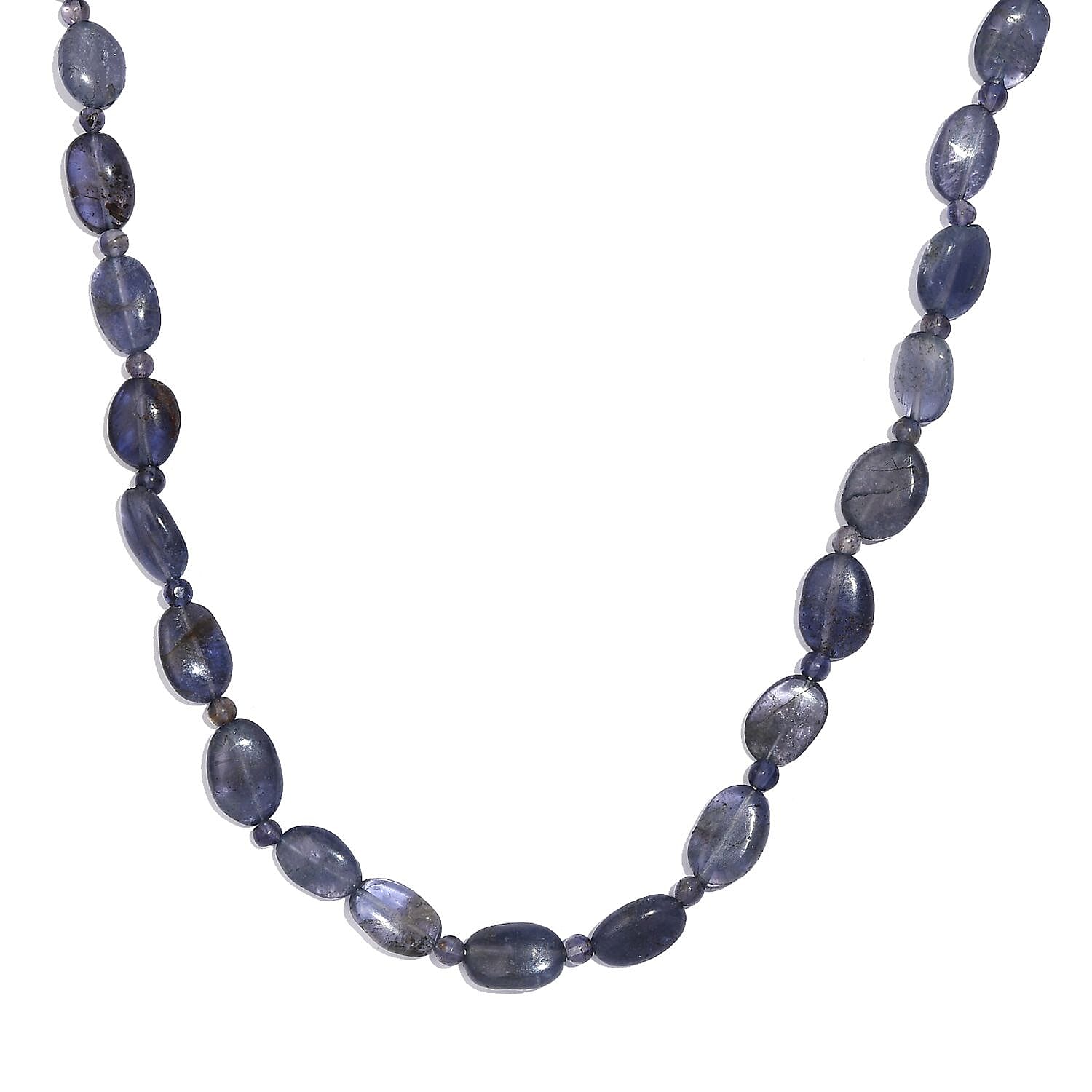 Catalina Iolite 95.00 ctw Beaded Necklace in Rhodium Over Sterling Silver 18 Inches