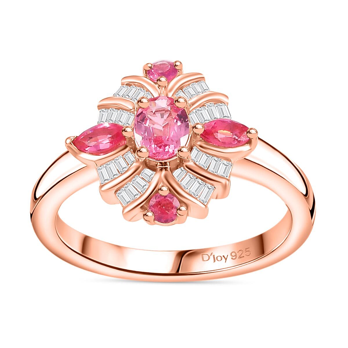 Mahenge Spinel, Diamond (0.25 cts) Ring in 18K Vermeil RG Over Sterling Silver (Size 10.0) 0.90 ctw