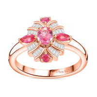 Mahenge Spinel, Diamond (0.25 cts) Ring in 18K Vermeil RG Over Sterling Silver (Size 10.0) 0.90 ctw