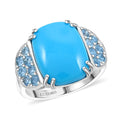 Doorbuster Certified & Appraised Luxoro 10K White Gold AAA Sleeping Beauty Turquoise, Santa Maria Aquamarine Ring (Size 10.0) (5.30 g) 8.50 ctw - Sticky add to cart bar