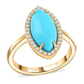 Doorbuster Certified & Appraised Luxoro 10K Yellow Gold AAA Sleeping Beauty Turquoise, Diamond (G-H, I2) (0.26 cts) Ring (Size 10.0) (4 g) 3.55 ctw - Sticky add to cart bar