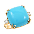 Doorbuster Certified & Appraised Luxoro AAA Sleeping Beauty Turquoise and G-H I2 Diamond 10.65 ctw Ring in 10K Yellow Gold (Size 10.0) 4.60 Grams - Sticky add to cart bar