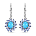 D'Joy Sleeping Beauty Turquoise and Tanzanite 4.20 ctw Lever Back Earrings in Rhodium Over Sterling Silver - Sticky add to cart bar