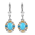D'Joy Sleeping Beauty Turquoise, Malgache Neon Apatite 1.70 ctw Lever Back Earrings in Vermeil YG and Rhodium Over Sterling Silver - Sticky add to cart bar