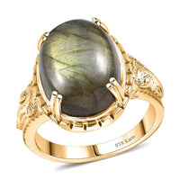 Doorbuster Karis Fire Labradorite Solitaire Ring in 18K YG Plated (Size 11.0) 18.00 ctw