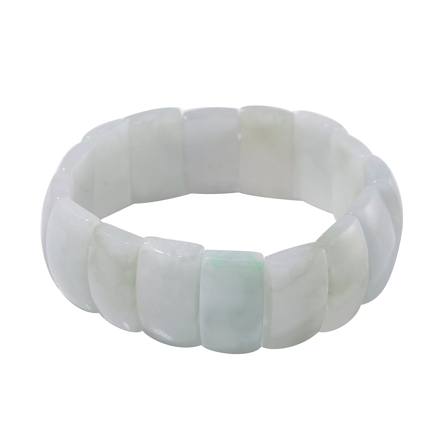 Natural Jade 235.00 ctw Block Stretch Bracelet
