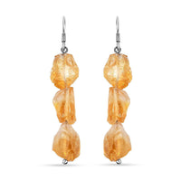 D'Joy Artisan Crafted Rough Cut Brazilian Citrine 59.00 ctw Fancy Earrings in Sterling Silver