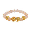 White Agate 9-11mm Carved Feng Shui Beaded Bracelet with Pixiu Charm in Goldtone 120.00 ctw - Sticky add to cart bar