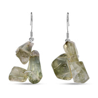 D'Joy Artisan Crafted Rough Cut Montezuma Prasiolite 79.25 ctw Fancy Earrings in Sterling Silver