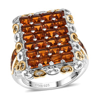 Premium Santa Ana Madeira Citrine 4.25 ctw Mosaic Elegance Ring in 18K Vermeil YG and Rhodium Over Sterling Silver (Size 10.0)