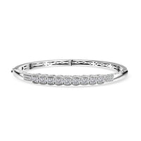 J Francis Embellished with Zirconia by Swarovski Bangle Bracelet in Rhodium Over Sterling Silver (7.25 In) 3.30 ctw