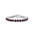 Karis J Francis Embellished with Foilback Amethyst Color Crystal by Swarovski Bracelet in Platinum Bond (6.50 In) 19.15 ctw - Sticky add to cart bar
