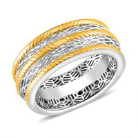 Band Ring in 14K YG and Rhodium Over Sterling Silver (Size 10.0) 3.65 Grams