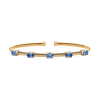 Doorbuster Luxoro 10K Yellow Gold AAA Montepuez Ruby Bangle Bracelet (7.25 In) (6.90 g) 3.00 ctw
