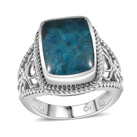 Matrix Neon Apatite Fancy Ring in Platinum Over Copper with Magnet (Size 10.0) 3.00 ctw