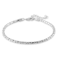 Rhodium Over Sterling Silver Chain Bracelet (6.50-8.0In) (2.75 g)