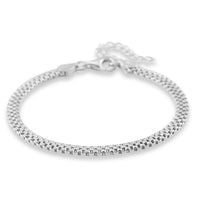 Rhodium Over Sterling Silver Chain Bracelet (6.50-8.0In) (2.50 g)