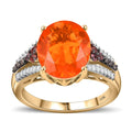 Luxoro AAA La Trinidad Fire Opal, Padparadscha Sapphire, Natural Champagne and White Diamond 3.40 ctw Ring in 10K Yellow Gold - Sticky add to cart bar