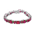 Niassa Ruby (FF) and Chrome Diopside 44.85 ctw Bracelet in Rhodium Over Sterling Silver (6.50 In) - Sticky add to cart bar