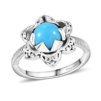 Sleeping Beauty Turquoise Solitaire Ring in Black Oxidized Sterling Silver (Size 9.0) 1.20 ctw