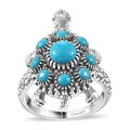 Sleeping Beauty Turquoise Turtle Ring in Black Oxidized Sterling Silver (Size 10.0) 1.80 ctw - Sticky add to cart bar