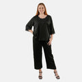 TAMSY Black 2 Piece Lace Top and Pant Set - M/L - Sticky add to cart bar
