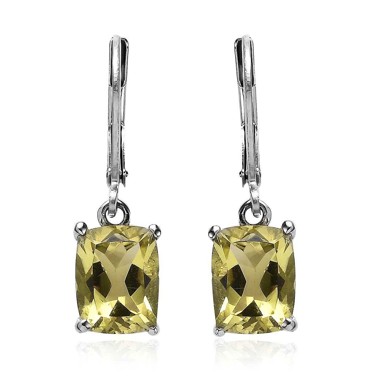 Green Gold Quartz 4.50 ctw Lever Back Earrings in Stainless Steel