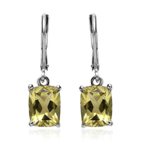 Green Gold Quartz 4.50 ctw Lever Back Earrings in Stainless Steel