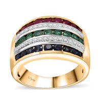 Doorbuster Multi Gemstone Ring in Vermeil YG Over Sterling Silver (Size 8.0) 2.10 ctw