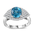 Doorbuster Rhapsody 950 Platinum AAAA Ratanakiri Blue Zircon, Diamond (E-F, VS) (0.51 cts) Ring (Size 10.0) (6.80 g) (Del. in 7-10 Days) 4.75 ctw - Sticky add to cart bar