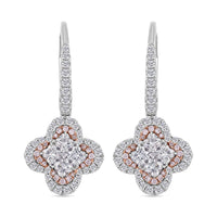 Modani G VVS Natural White and Pink Diamond 1.70 ctw Earrings in 950 Platinum and 18K White and Rose Gold 7.10 Grams