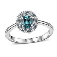 Luxoro Premium Pirineu Lagoon Tourmaline, Blue and Diamond I2 0.90 ctw Ring in 10K White Gold (Size 6.0)