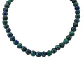 Azurite Malachite Agate 250.00 ctw Beaded Necklace 18 Inches in Sterling Silver - Sticky add to cart bar