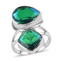 Sajen Silver Rainbow Caribbean Doublet Quartz 7.80 ctw Ring in Rhodium Over Sterling Silver (Size 10.0) - Sticky add to cart bar