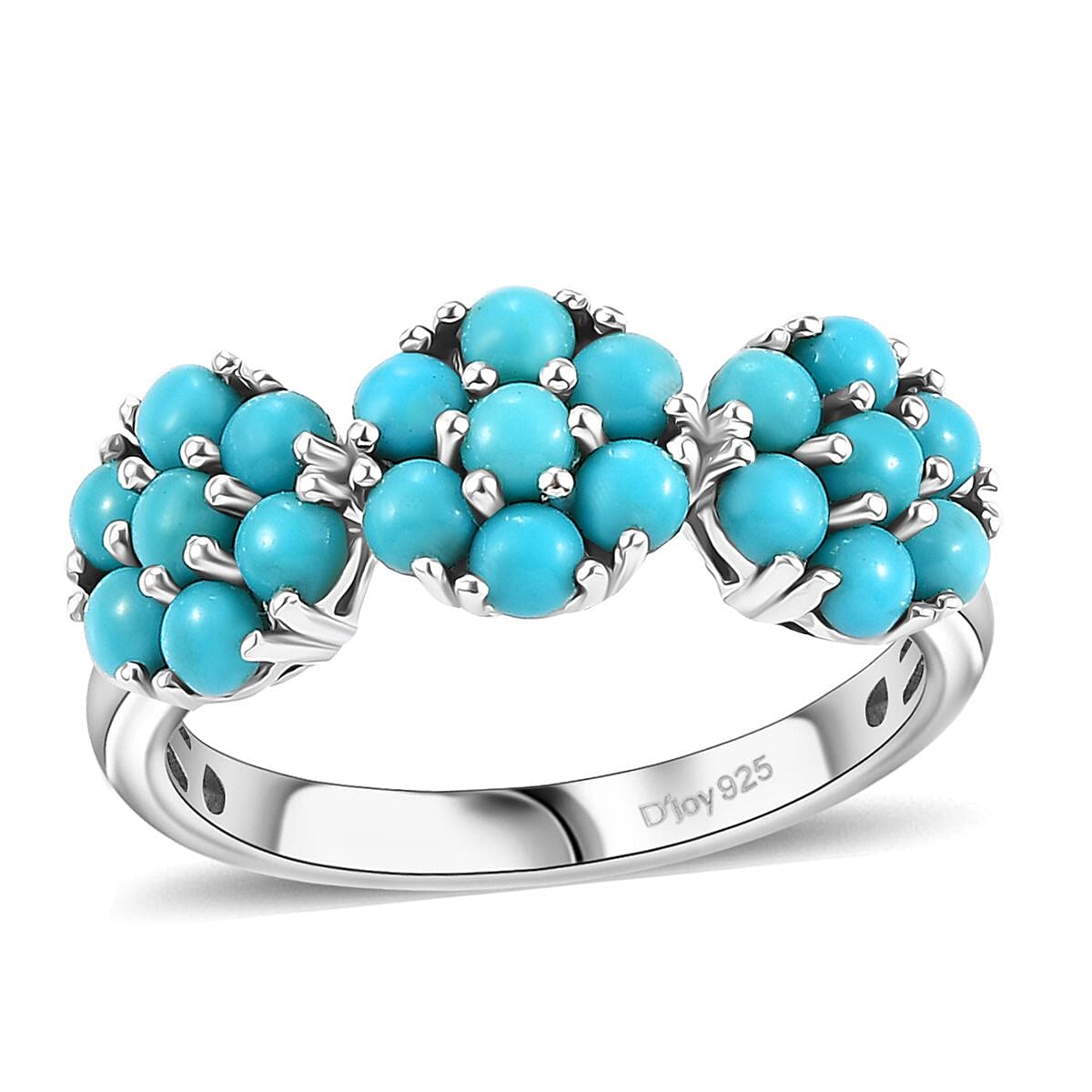 Sleeping Beauty Turquoise Ring in Rhodium Over Sterling Silver (Size 10.0) 1.35 ctw