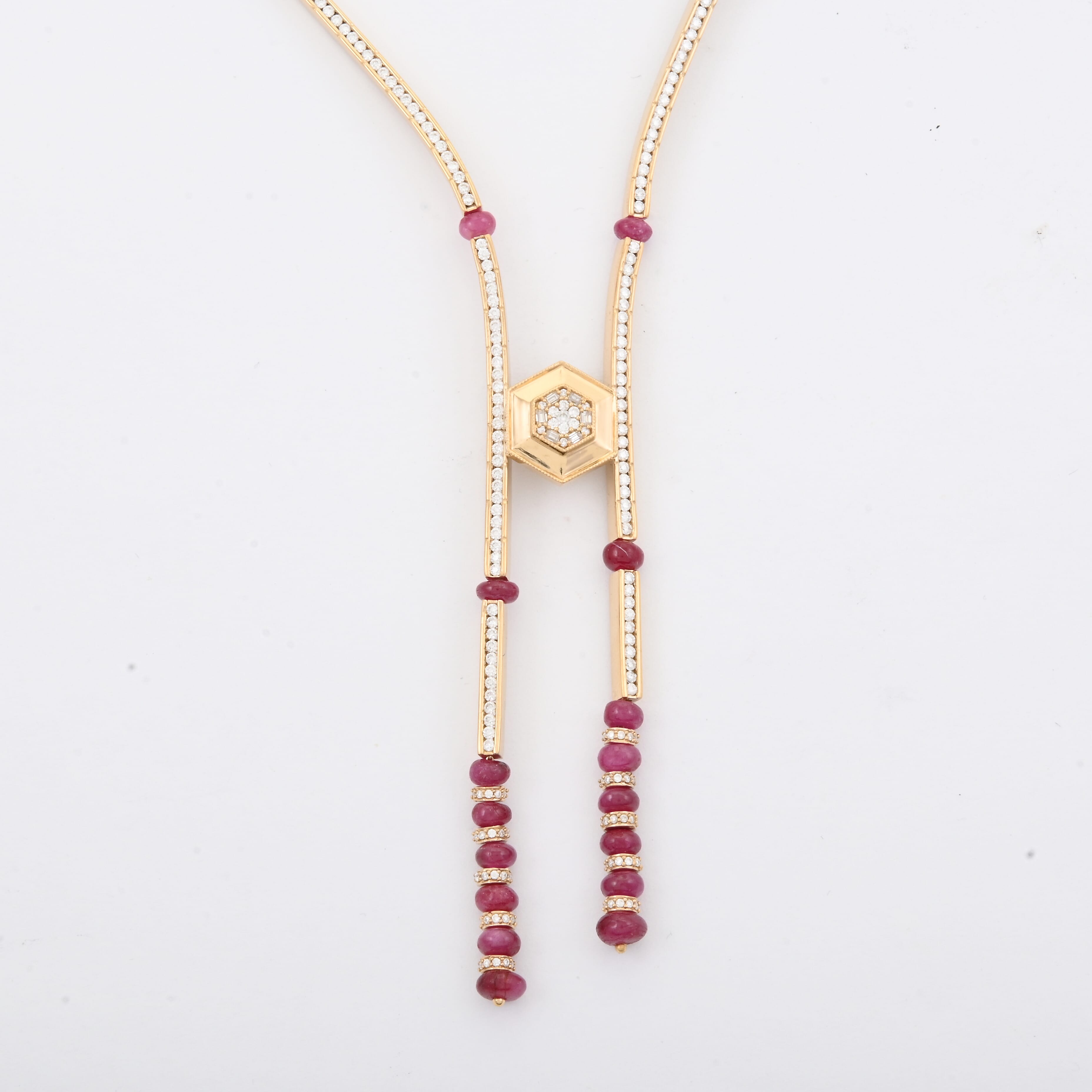 Clarte Prismatic Collection Ruby, Moissanite Necklace (18 Inches) in Vermeil YG Over Sterling Silver 11.00 ctw