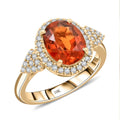 Certified & Appraised Luxoro AAA Imperial Fire Garnet and G-H I2 Diamond 3.75 ctw Ring in 10K Yellow Gold (Size 6.0) 4.05 Grams - Sticky add to cart bar