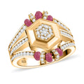 Clarte Prismatic Collection Ruby, Moissanite Ring in Vermeil YG Over Sterling Silver (Size 6.0) 1.85 ctw - Sticky add to cart bar