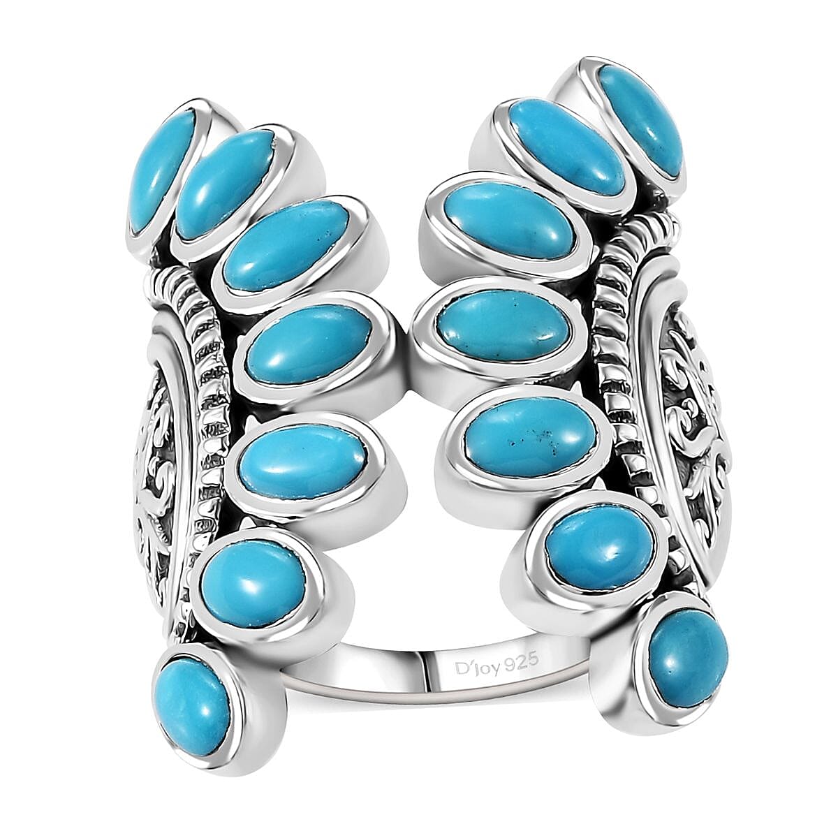 Artisan Crafted Sleeping Beauty Turquoise Ring in Black Oxidized Sterling Silver (Size 10.0) 3.20 ctw