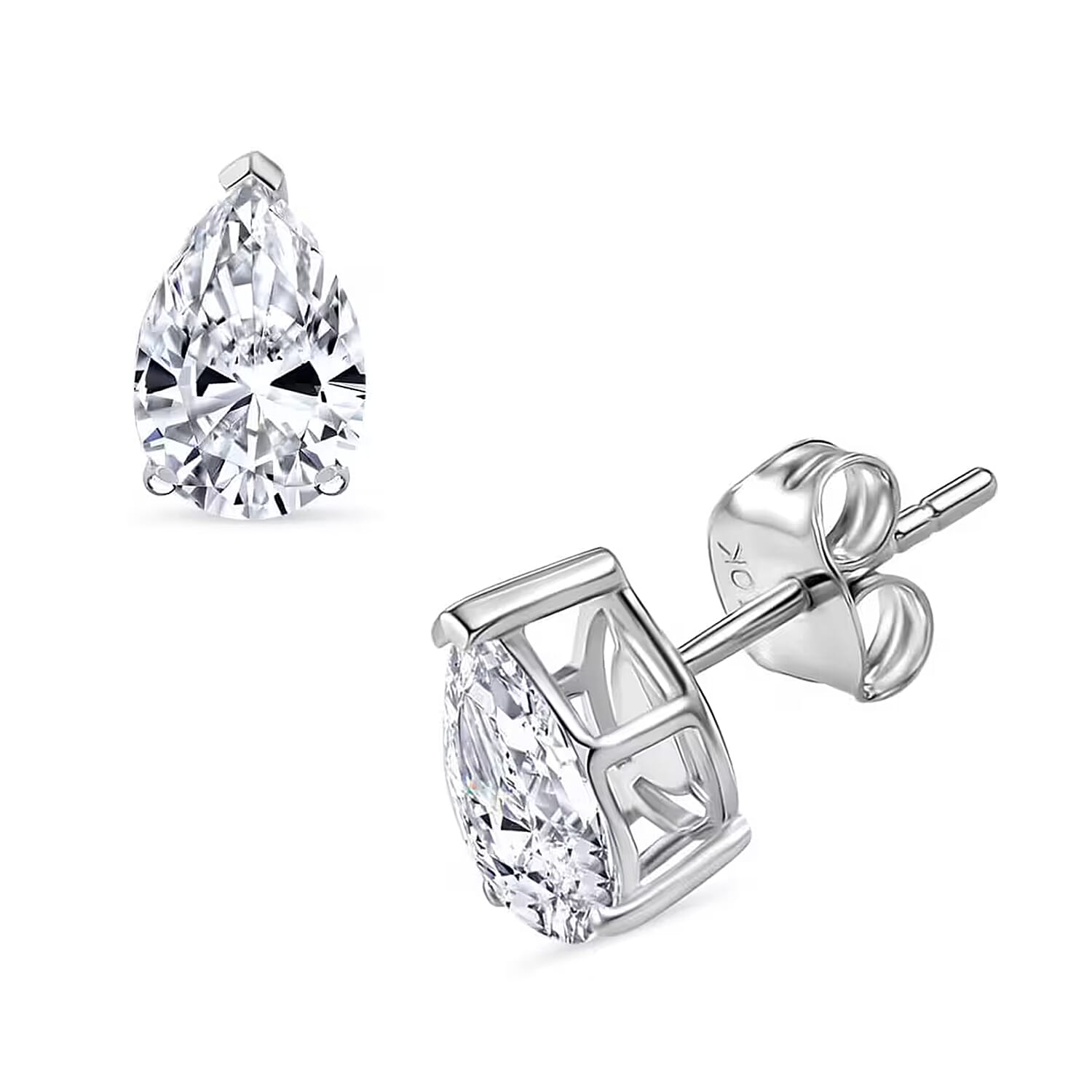 Luxuriant Lab Grown Diamond E-F VS 2.15 ctw Solitaire Stud Earrings in 10K White Gold