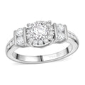 Moissanite Signature Ring in Rhodium Over Sterling Silver - Sticky add to cart bar