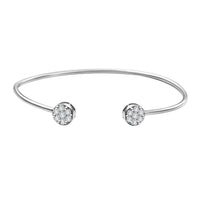 D'Joy Pressure Set Moissanite 1.00 ctw Cuff Bracelet in Rhodium Over Sterling Silver (7.25 In)