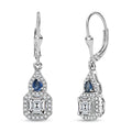 D'Joy Asscher Cut Moissanite (6x6mm), Ceylon Blue Sapphire Earrings in Rhodium Over Sterling Silver 3.60 ctw - Sticky add to cart bar