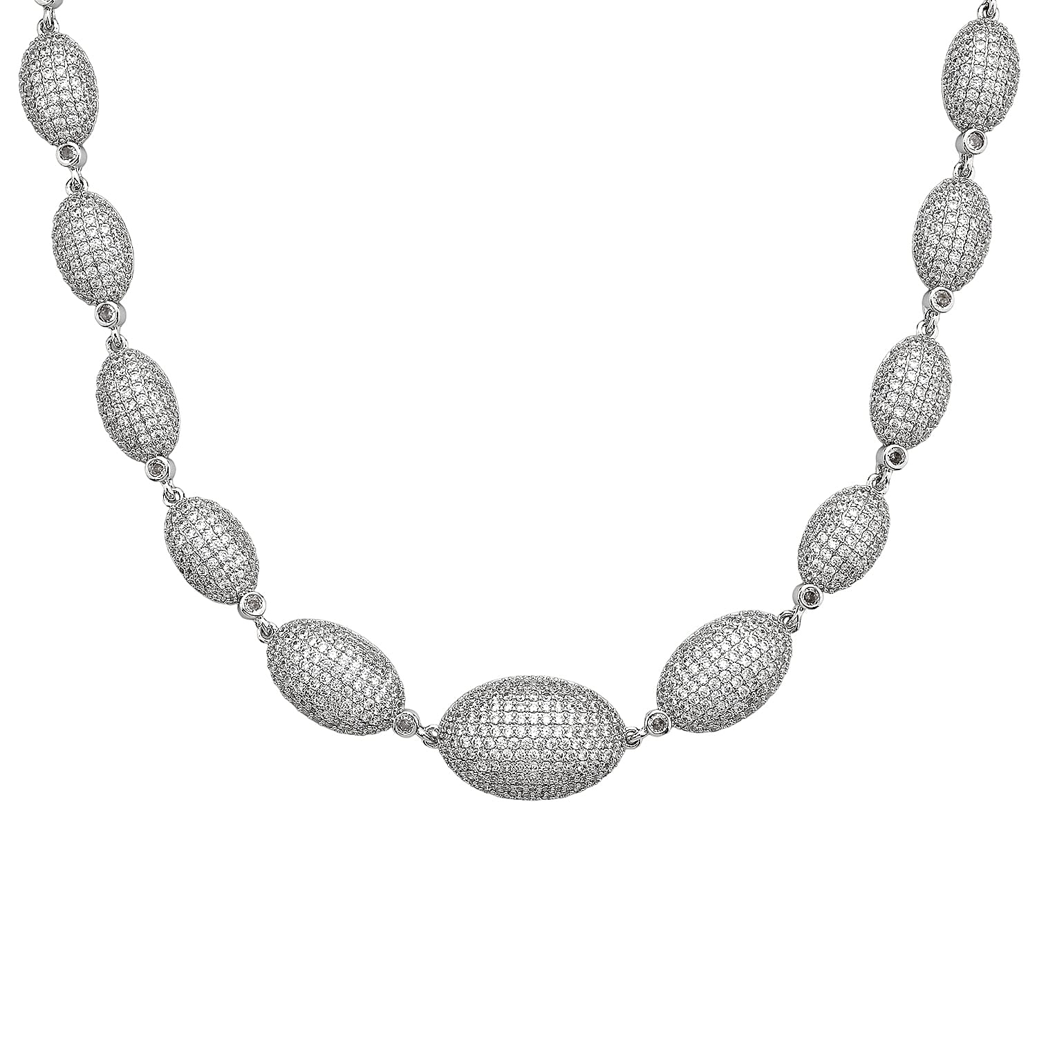 Simulated Diamond Necklace in Silvertone 18.5 Inches